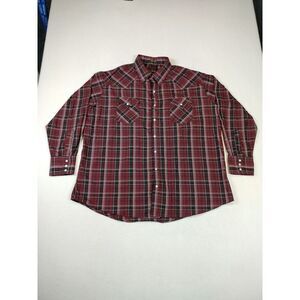Plains Western Wear Shirt Men's 2X Red Big Man Pearl Snap Westerncore Cowboycore